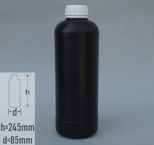 Sticla plastic 1 litru (1000ml) culoare negru cu capac cu autosigilare alb